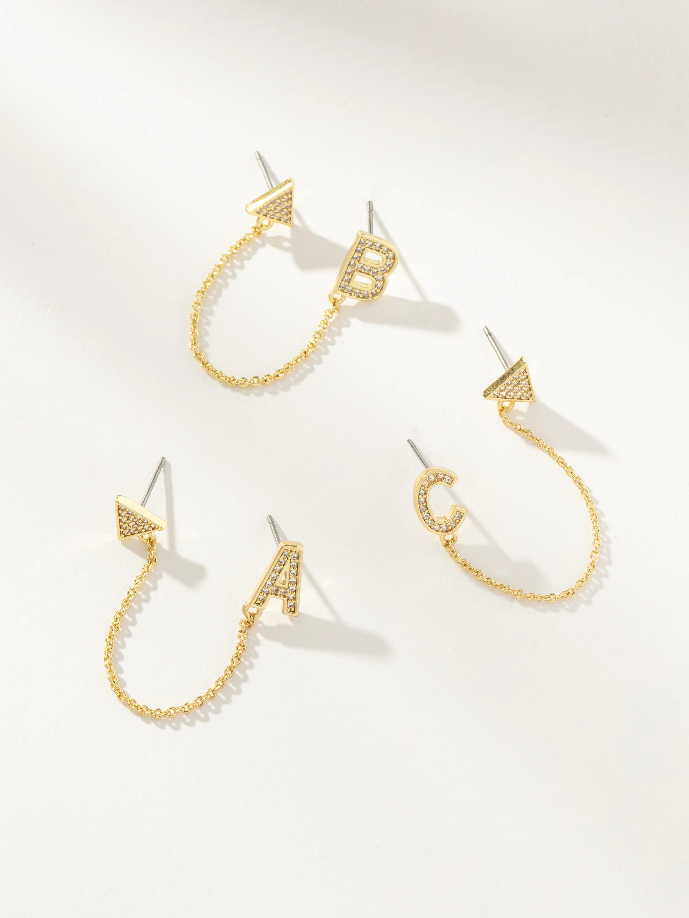 Chain + Pavé Initial Ear Climber Earrings in Gold | Uncommon James | Uncommon James