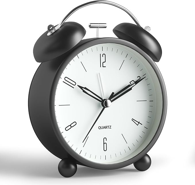 Analog Alarm Clock, 4 inch Super Silent Non Ticking Small Clock with Night Light, Battery Operate... | Amazon (US)