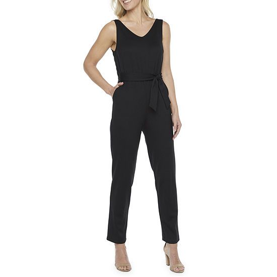 Liz Claiborne Sleeveless Belted Jumpsuit | JCPenney