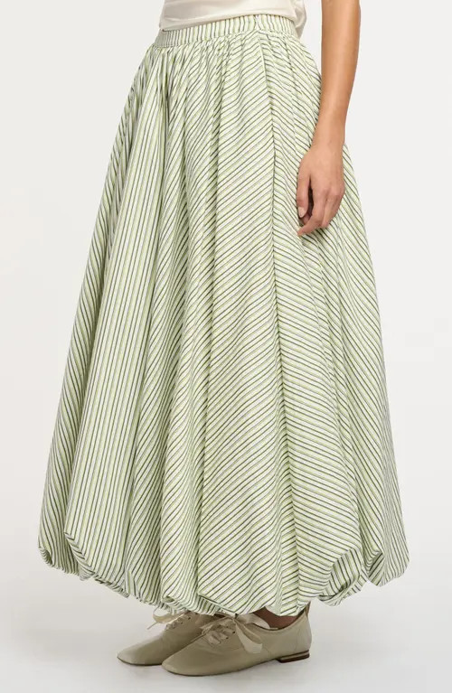 Cinq à Sept Sophie Stripe Cellah Skirt in Ivory/lime at Nordstrom, Size 16 | Nordstrom
