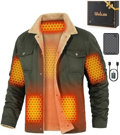 Wulcea Graphene Heated Jacket for Men 12V Fast Charge 18400mAh Large Capacity | Amazon (US)
