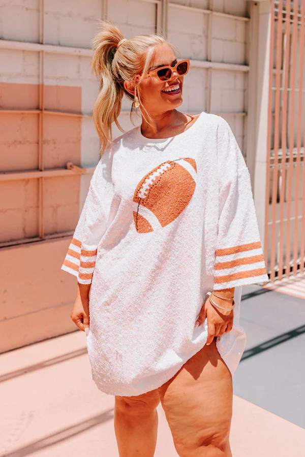 Life Of The Tailgate Sequin T-Shirt Dress Curves | Impressions Online Boutique