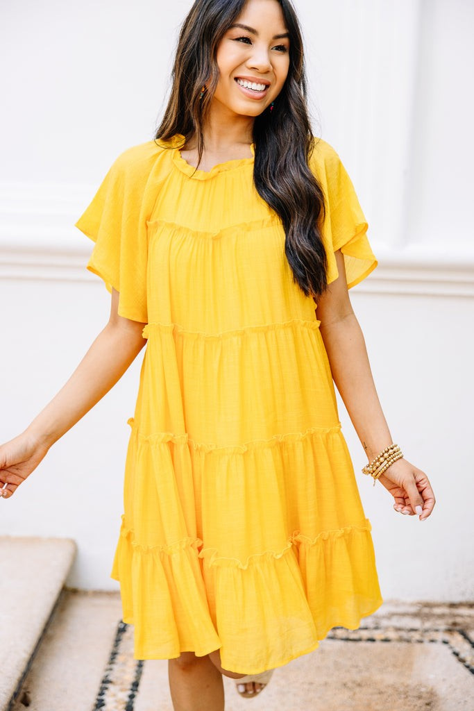 Where It All Begins Yellow Babydoll Dress | The Mint Julep Boutique