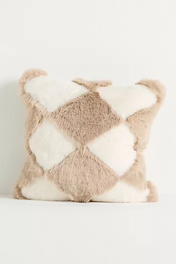 Chella Checkered Faux Fur Throw Blanket | Anthropologie (US)