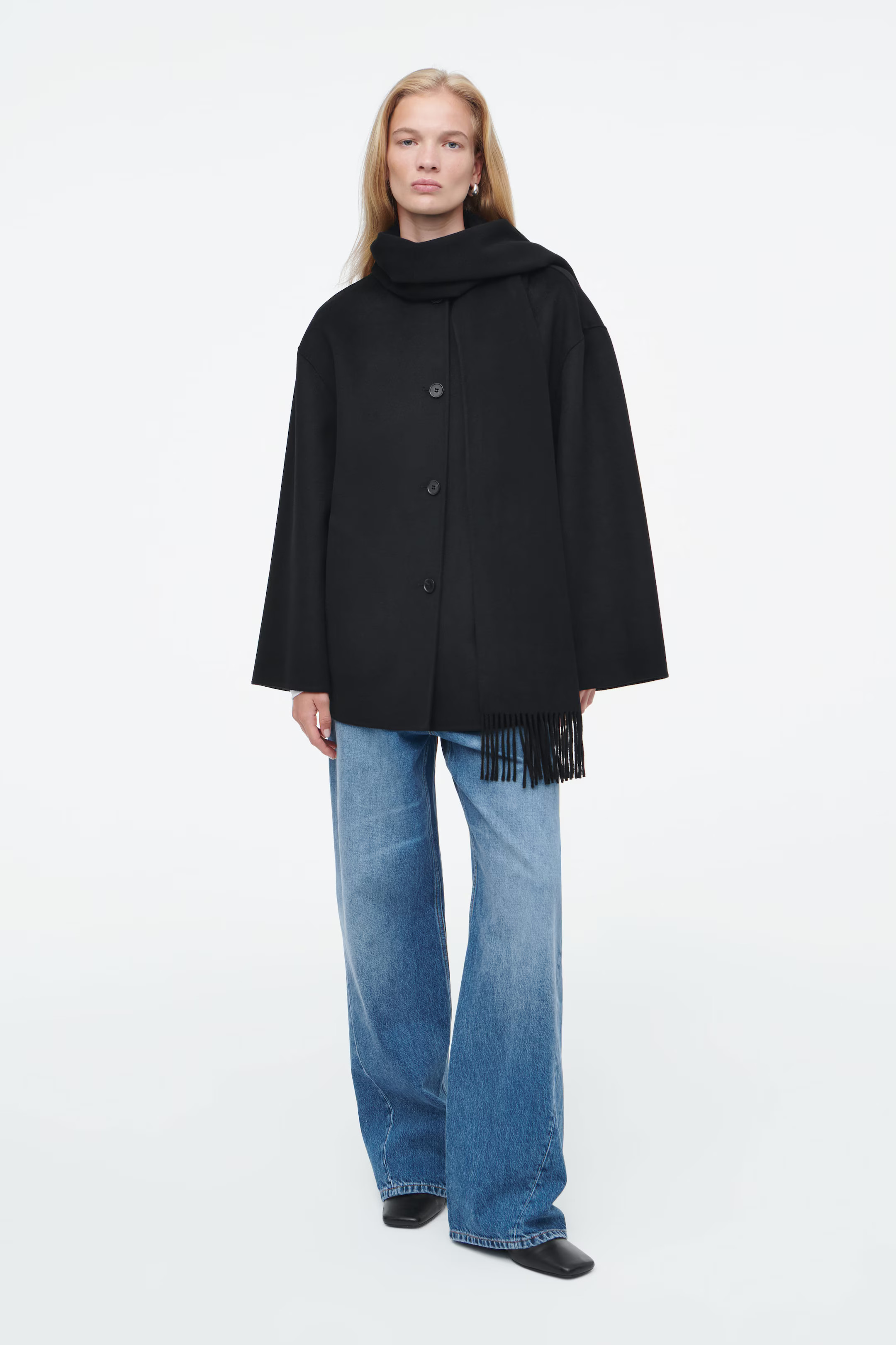 OVERSIZED WOOL-BLEND SCARF JACKET - BLACK | COS (AU)