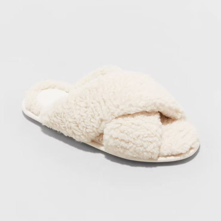 Women's Paris Crossband Faux Shearling Slippers - Stars Above™ | Target