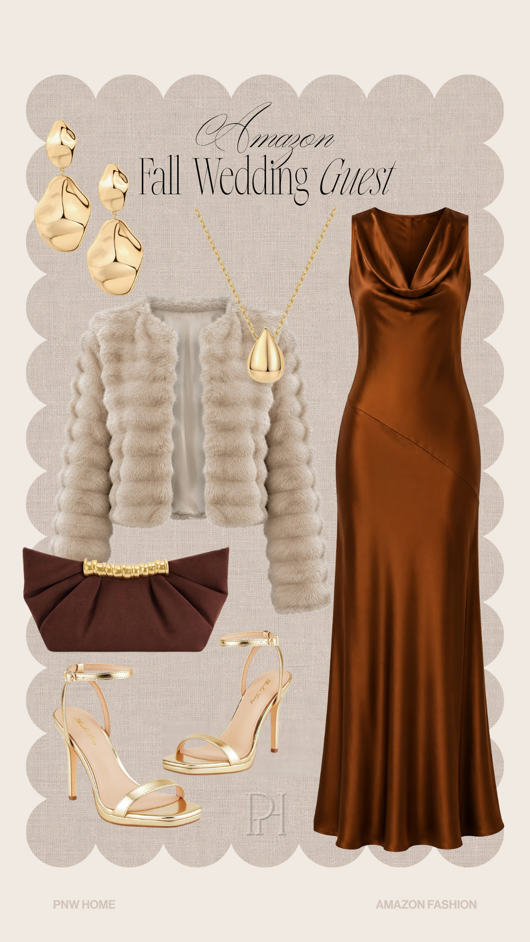 The perfect Amazon finds for a fall wedding guest look!

burnt orange dress, bronze dress, fall dress, wedding guest dress, gold sandals, high heeled sandals, strappy sandals, gold earrings, teardrop necklace, faux fur coat, brown clutch, gold accessories, wedding style, fall wedding, satin gown, maxi dress, fall style, fall fashion, fall looks 

 #LTKgrwm #LTKootd #LTKWedding