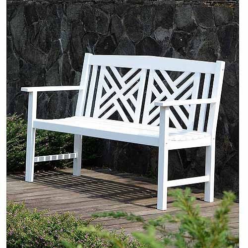 Outdoor Raised Wood Bench - White | Walmart (US)