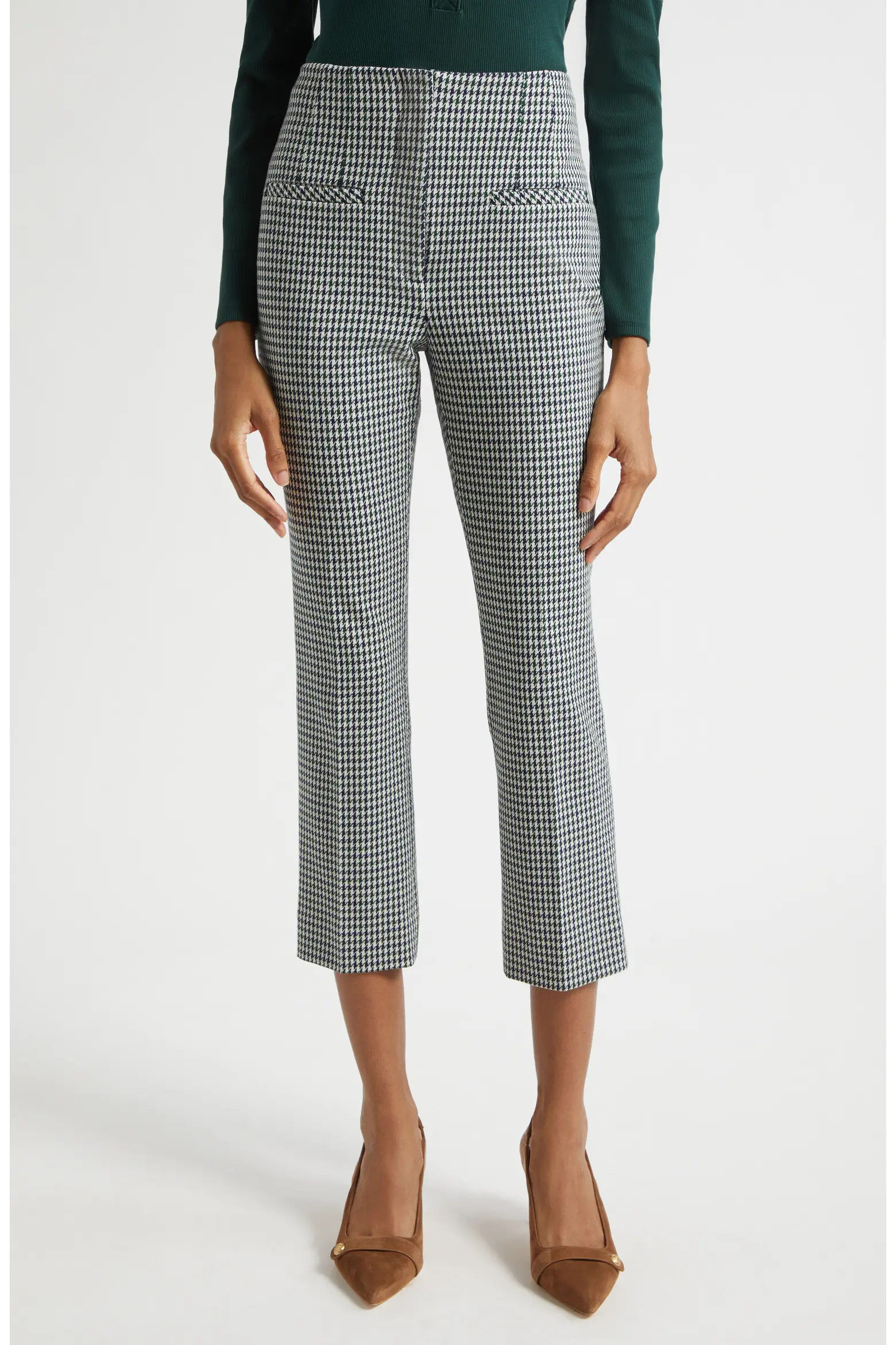 Kean Houndstooth Check Crop Pants (Women) | Nordstrom | Nordstrom