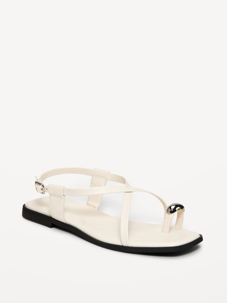 Faux Leather Strappy Toe Ring Sandals | Old Navy (US)