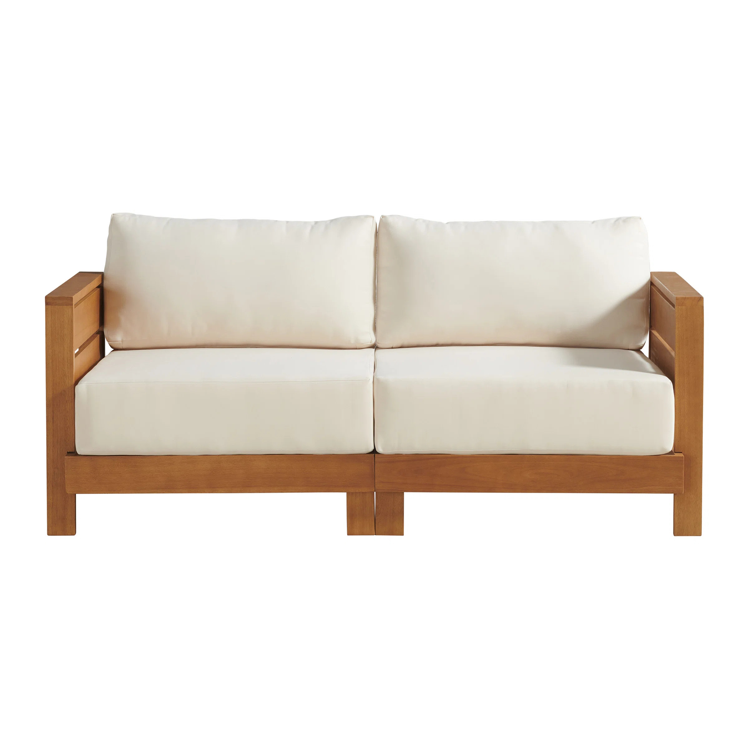 Latitude Run® Barton 68"W Wooden Patio Outdoor 2 Person Love Seat With Deep Weather Stain Fade R... | Wayfair North America