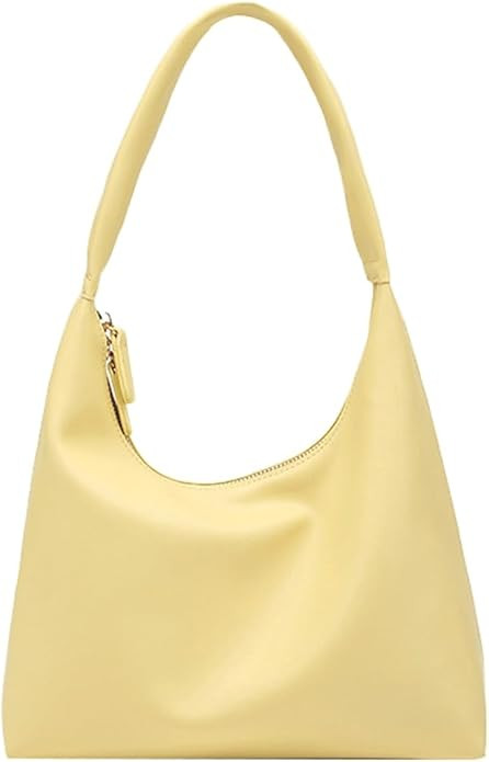 Trendy PU Leather Crescent Shoulder Bag Slouchy Hobo Bags for Women Tote Handbags Retro Soft Unde... | Amazon (US)