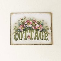 Miniature Shabby Cottage Sign Vintage Look With Roses in Several Scale Sizes | Etsy (US)