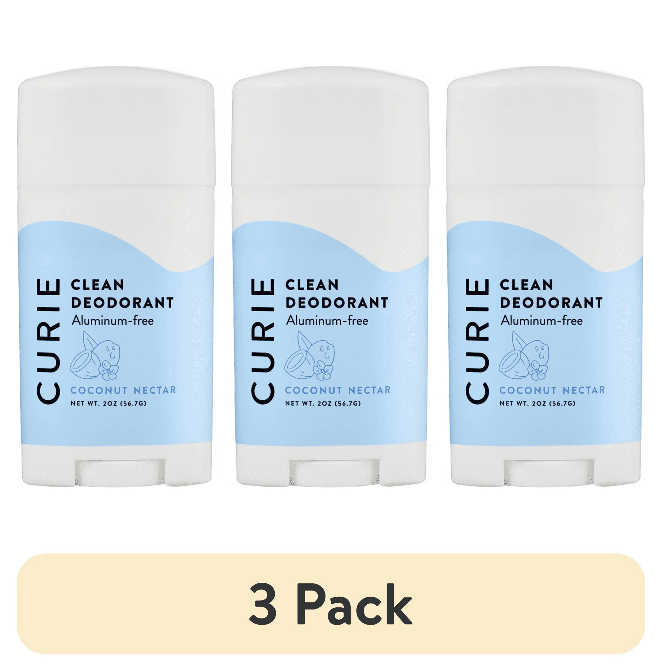 (3 pack) Curie Natural Deodorant Stick, Coconut Nectar, Aluminum-Free, for Men and Women, 2 oz - ... | Walmart (US)