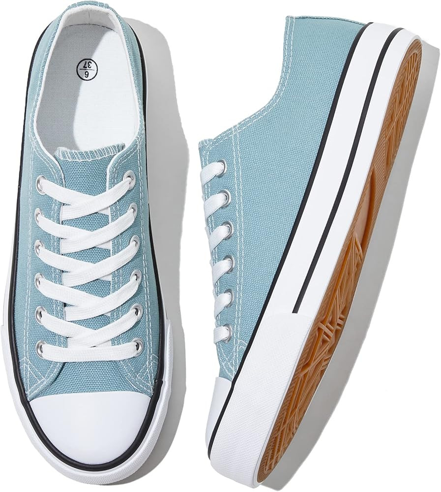 Adokoo Womens Canvas Shoes Casual Cute Sneakers Low Cut Lace up Fashion Comfortable for Walking | Amazon (US)
