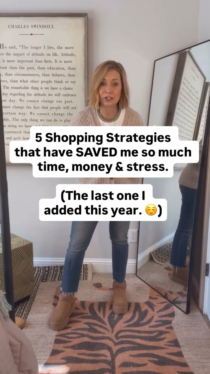 These are my 6 Shopping Strategies that continue to save me TIME, MONEY and STRESS. 🛍️ 
Do you have one to share? Please do! - Jill, @shoppixieco 

#modernmidlifecool #shoppingstrategiesover50 #quietluxury #elevatedbasics #costperwear