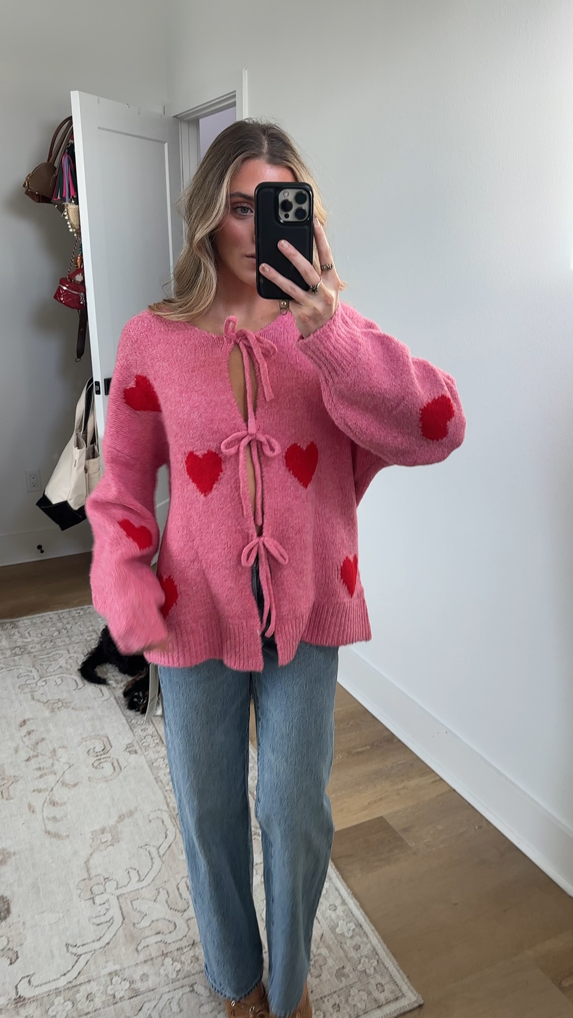Amazon size small Saodimallsu Womens Tie Front Cardigan Sweaters Cute Bow Puff Long Sleeve 2025 Fall Loose Ribbed Knit Trendy Sweater Tops. Valentine’s Day 

#LTKSaleAlert #LTKValentine #LTKootd