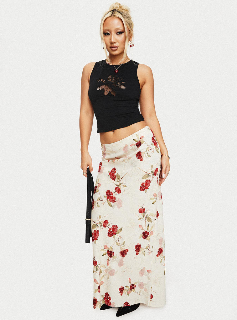 Jodie Maxi Skirt Cream / Floral | Princess Polly US