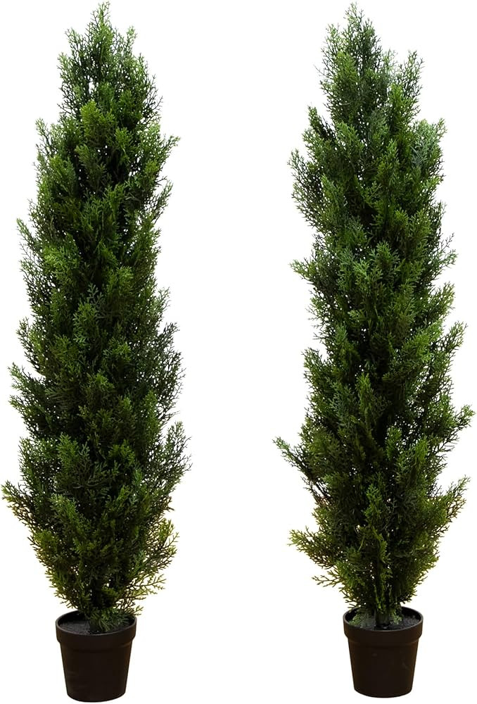 Nearly Natural 4ft Cedar Topiary Artificial Trees, UV Resistant, Indoor/Outdoor Decor, Set of 2, ... | Amazon (US)