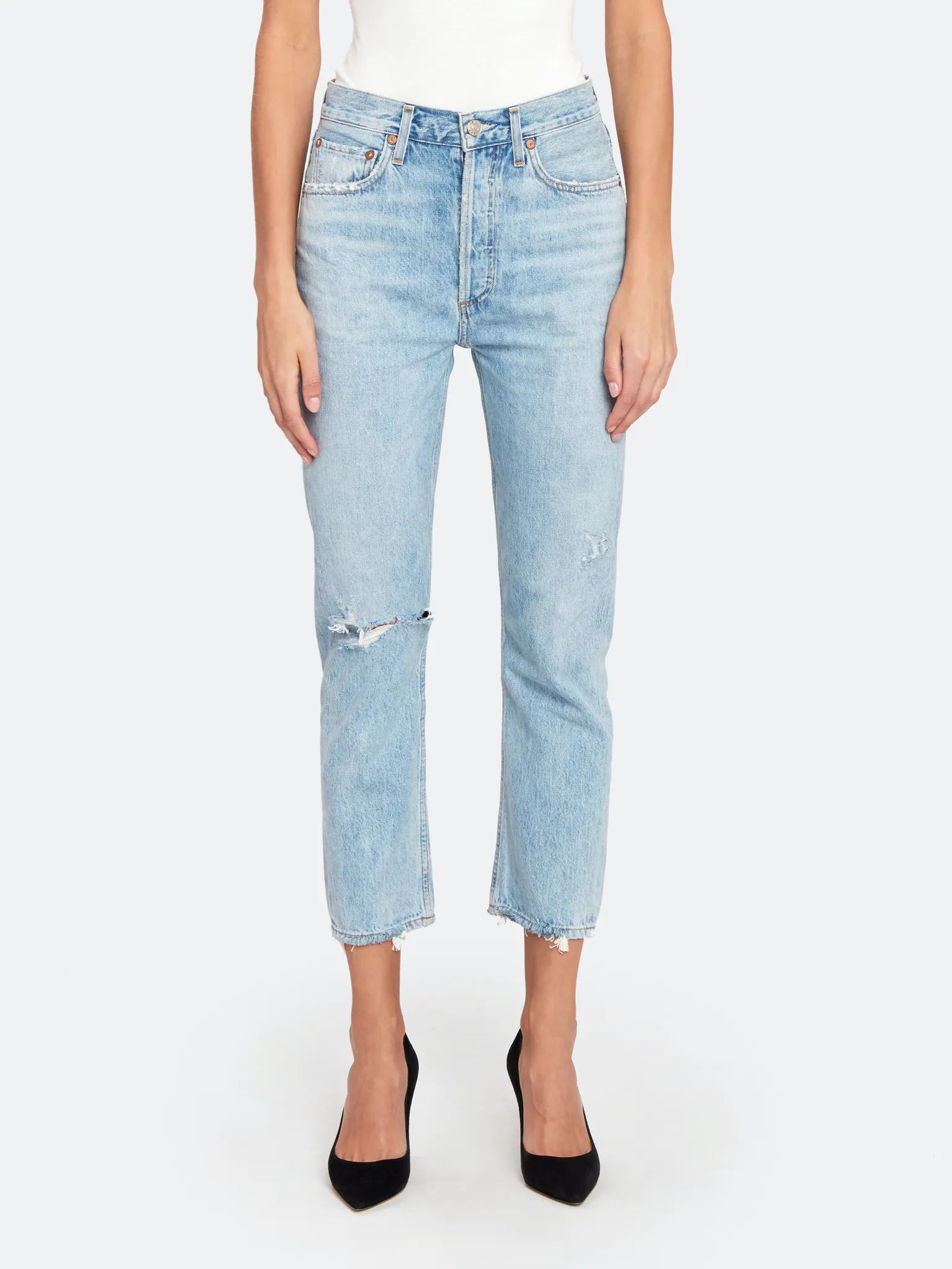 Riley High Rise Straight Crop Jeans | Verishop