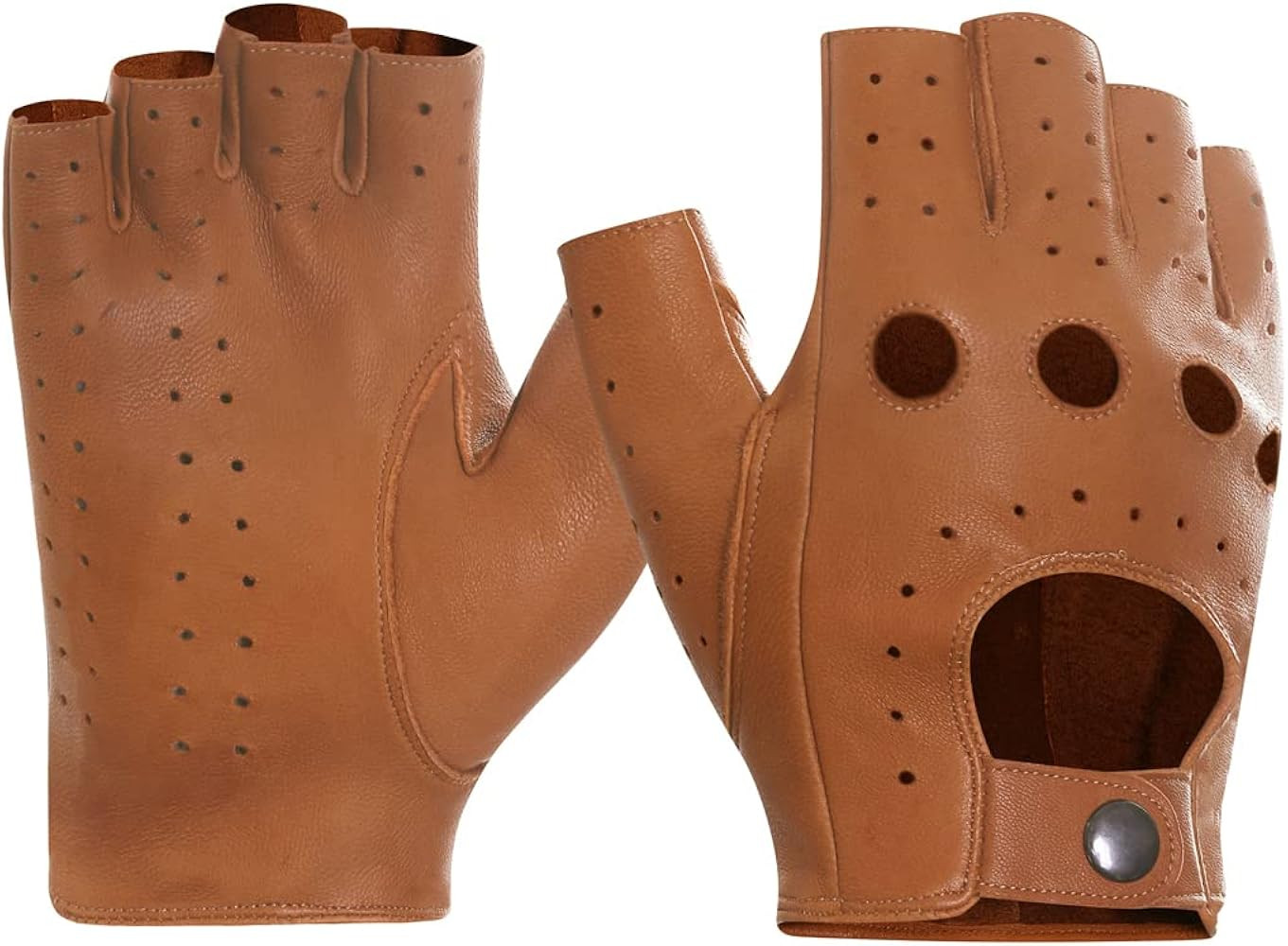 Harssidanzar Mens Driving Gloves Fingerless Gloves Lambskin Leather Unlined Half Finger Gloves GM... | Amazon (CA)