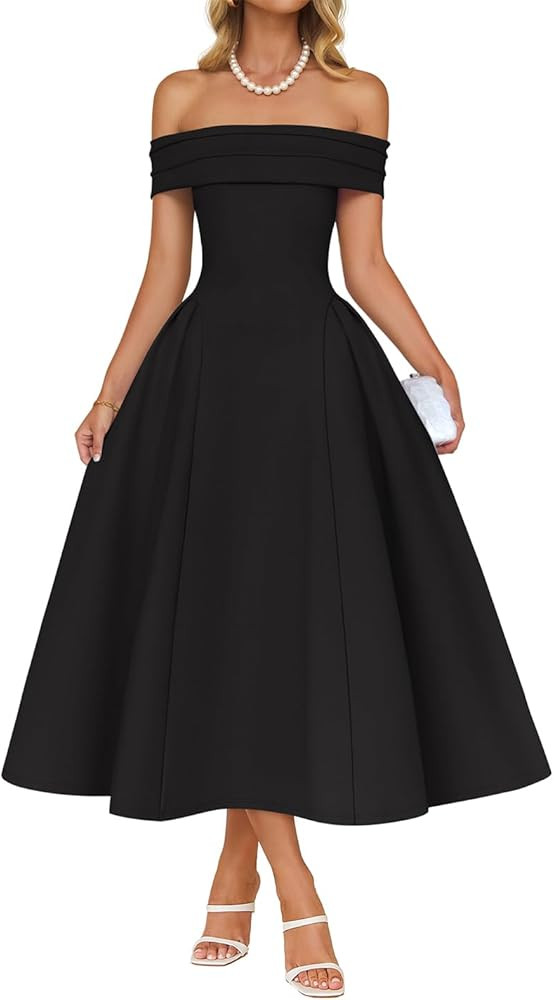 ZESICA Cocktail Dresses for Women's Elegant Off Shoulder Short Sleeve Swing A Line Wedding Evenin... | Amazon (US)
