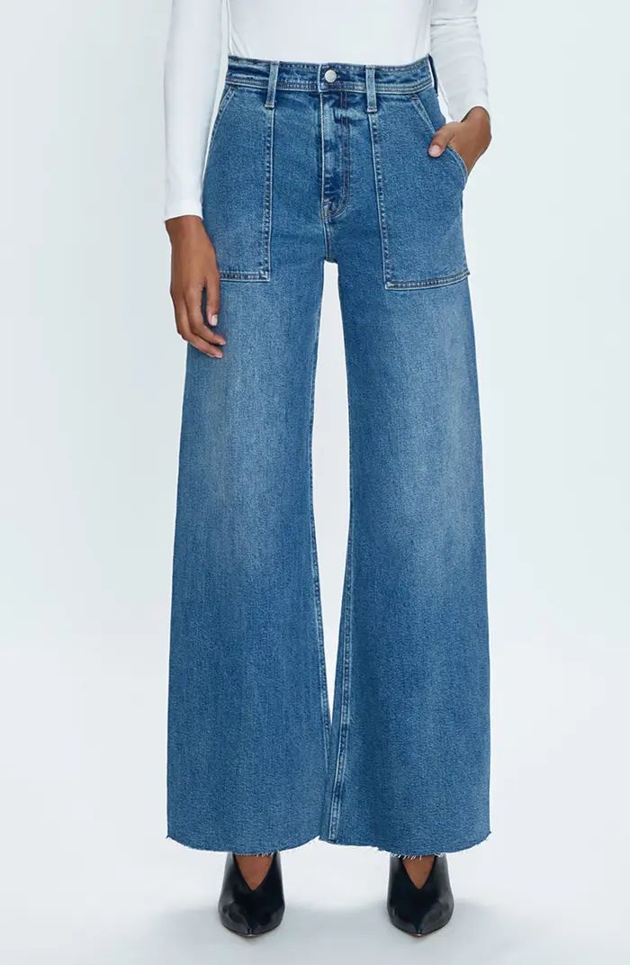 Penny High Waist Raw Hem Wide Leg Utility Jeans | Nordstrom