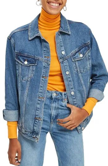 Women's Topshop Oversize Denim Jacket, Size 2 US (fits like 0) - Blue | Nordstrom