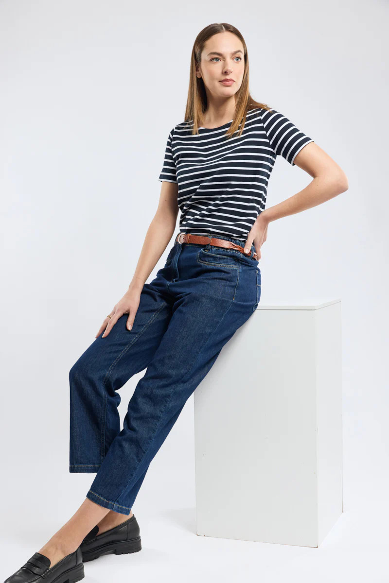 Shirt im Marine-Stil - aus leichter Baumwolle - Damen - Rich navy/Blanc | Armor-lux (DE)