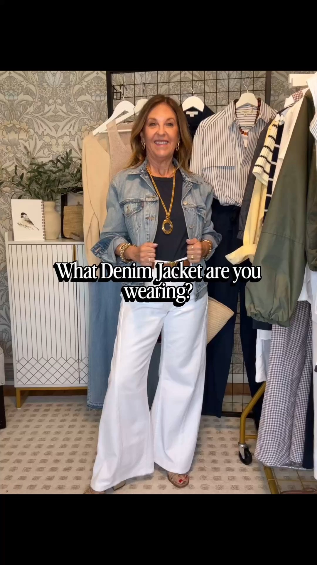 Which denim jacket are you wearing?￼
It’s the Levi trucker jacket. It fits TTS, and I’m wearing a size XS.

Mother lemon twist jeans. I wear a 25 or 26, and I’m wearing a 26 in these jeans for a looser fit. ￼

The tank top is a size small.

#LTKootd #LTKOver40 #LTKSeasonal