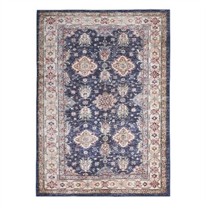 Nourison Fulton 8' x 10' Fabric Navy Blue Vintage Flatweave Indoor Rug | Homesquare