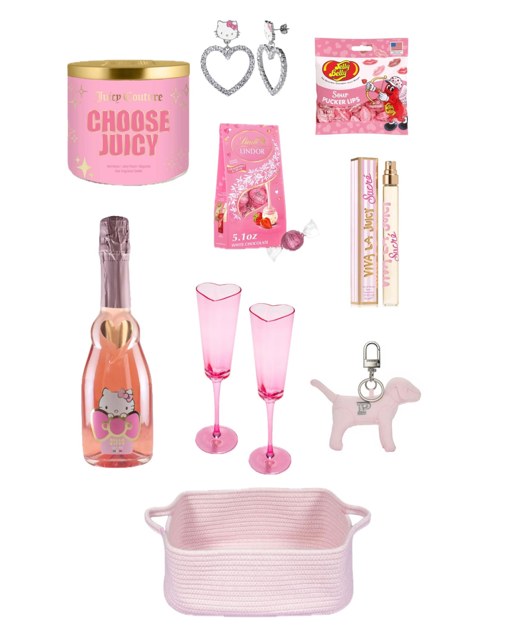 Pink champagne valentines basket idea ✨🩷