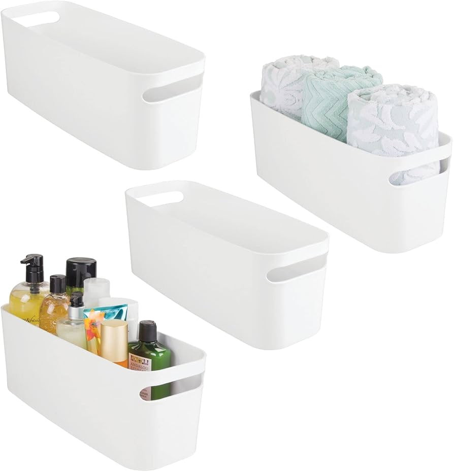 mDesign Large Plastic Storage Bin with Handles for Bathroom Cupboard, Cabinet, Under Sink, or Cou... | Amazon (US)