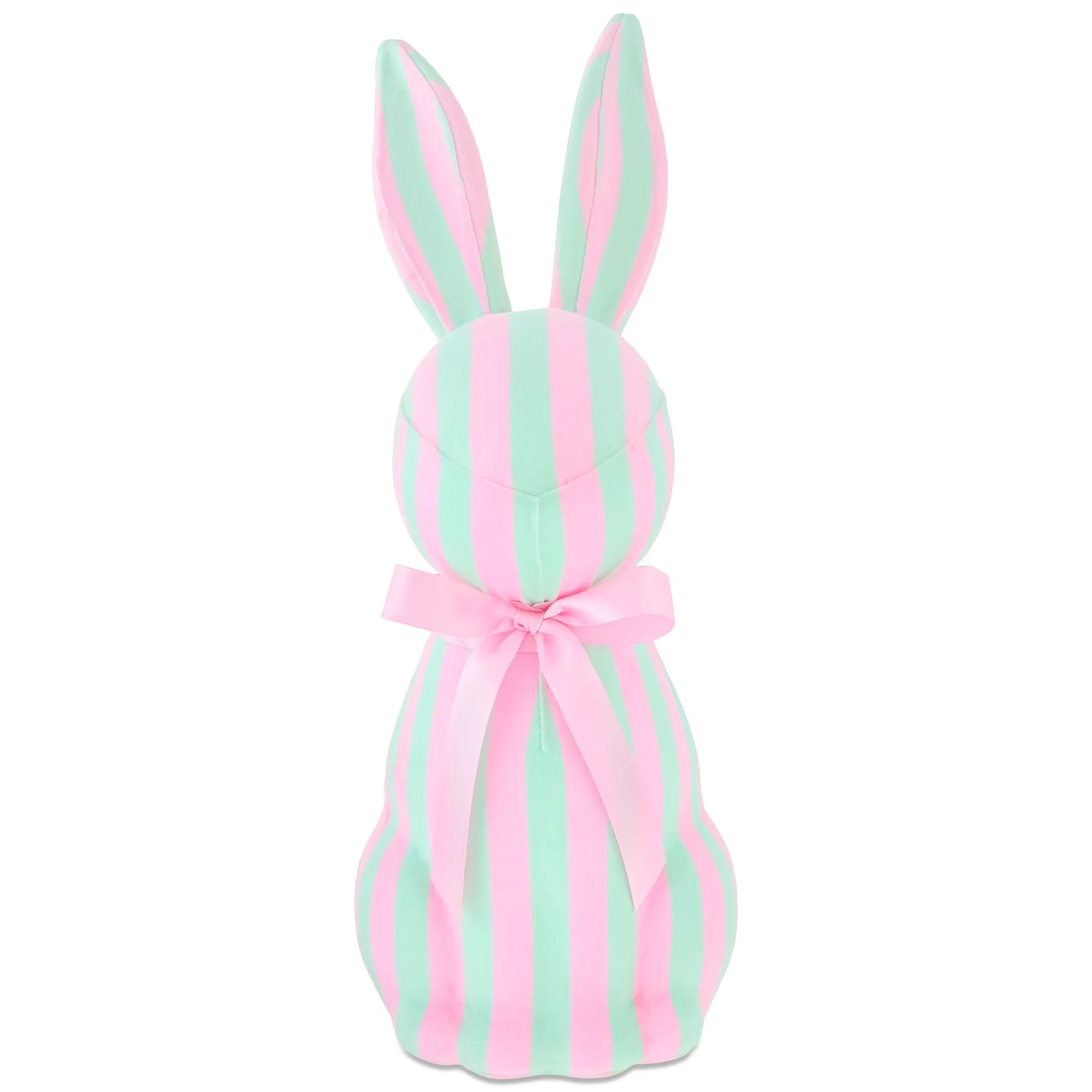 Easter Striped Bunny Tabletop Decoration, 8" Mint Green and Pink Striped Rabbit Figurine, Cute Sp... | Walmart (US)