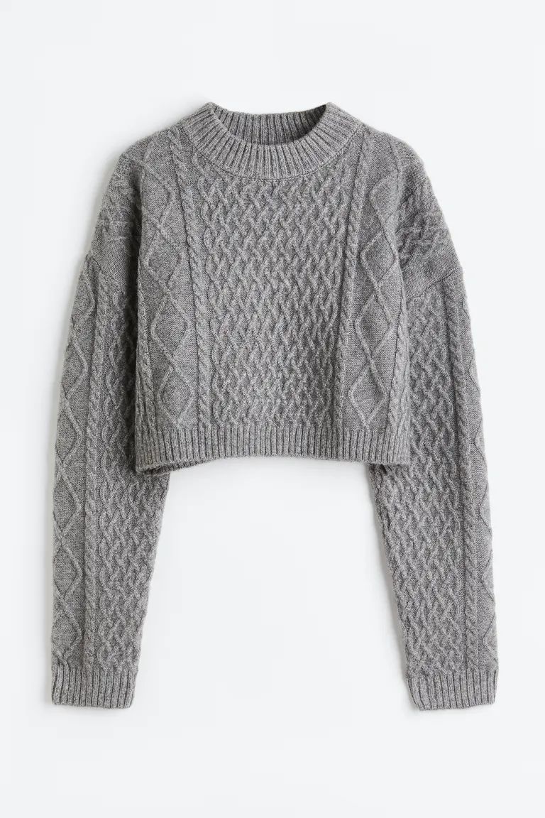 Cable-knit jumper - Grey - Ladies | H&M GB | H&M (UK, MY, IN, SG, PH, TW, HK)