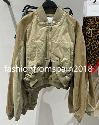 ZARA NEW WOMAN WASHED EFFECT BOMBER JACKET LIGHT KHAKI XS-XXL 5252/071/506 | eBay US