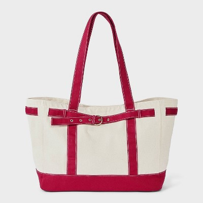 Canvas Large Belted Tote Bag - Universal Thread™ Red | Target