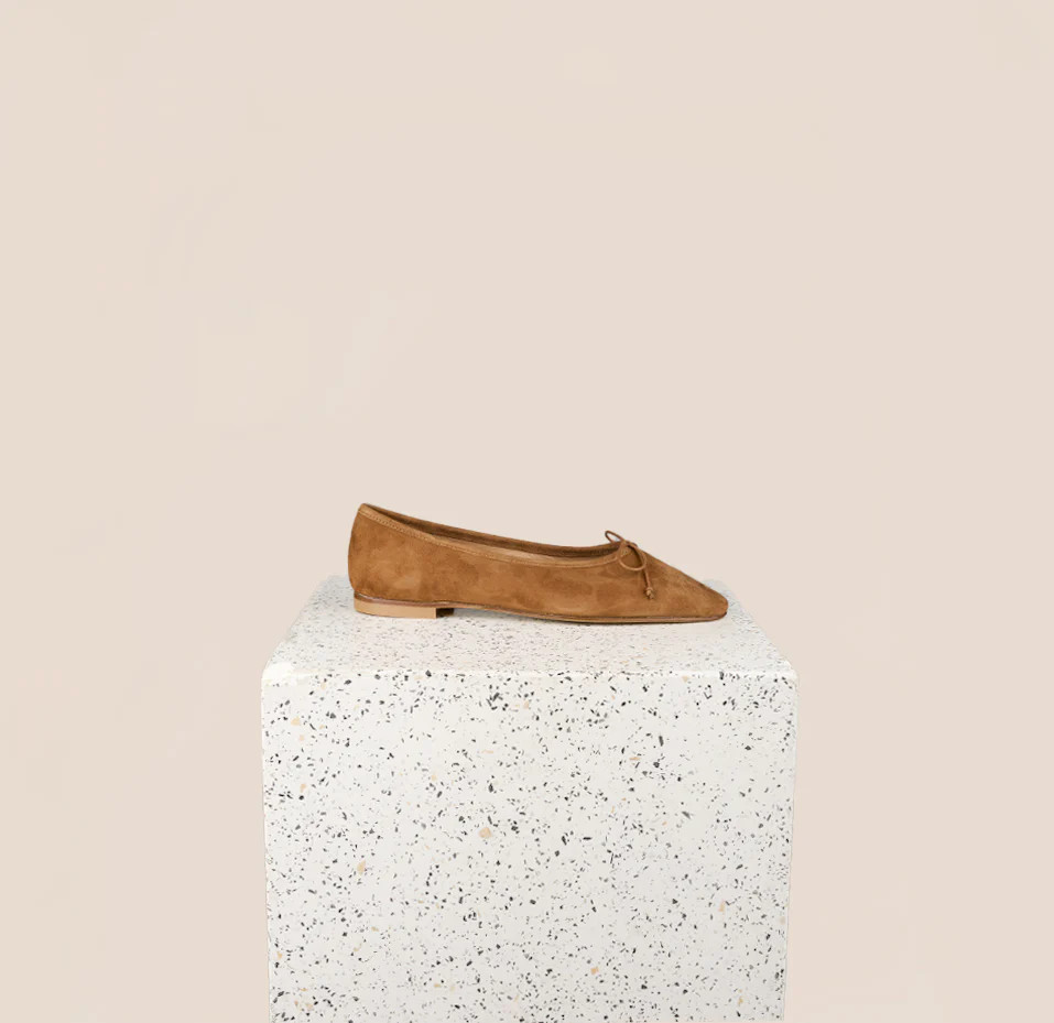 Como Leather Suede Ballet Flats in Amaretto Suede | A. Soliani | A.Soliani