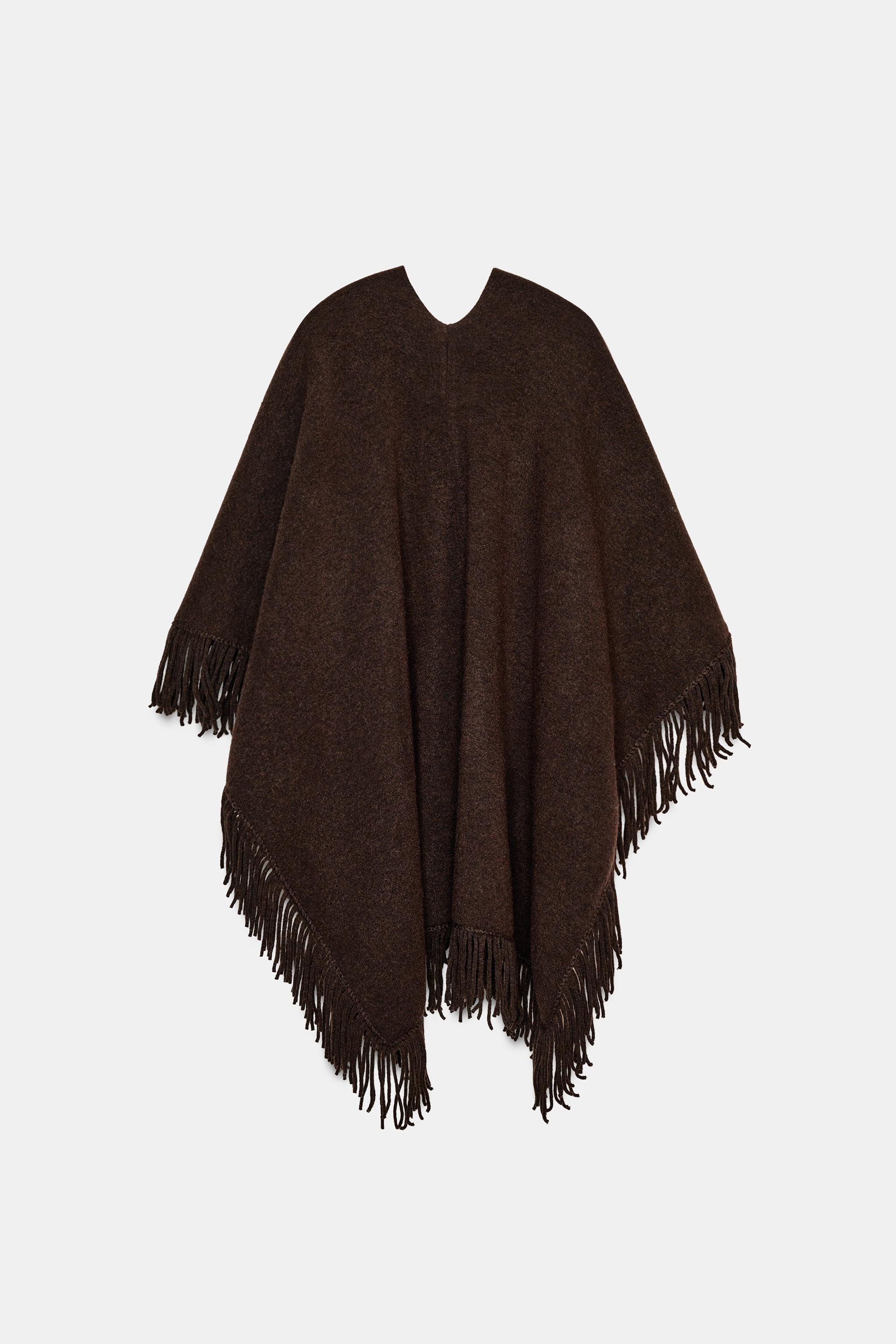 FRINGED KNIT CAPE | Zara US