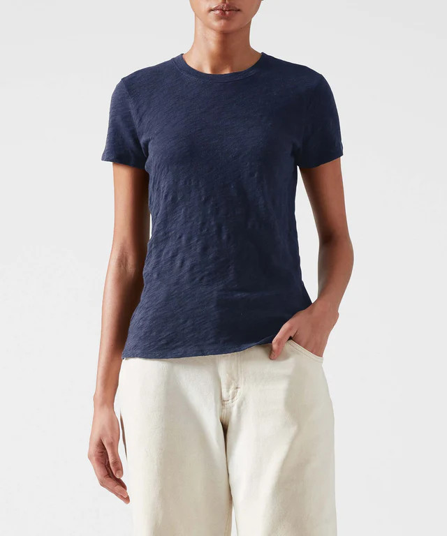 Slub Jersey Schoolboy Crew Neck Tee - Midnight | ATM Collection
