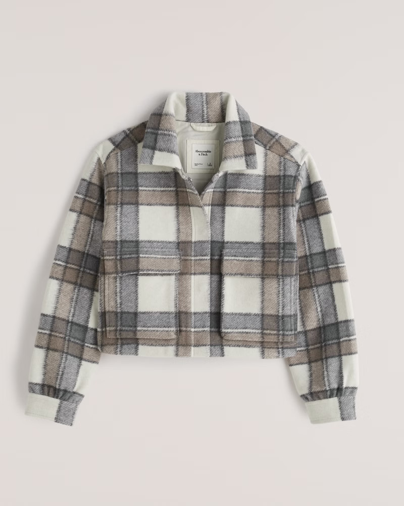 Women's Cropped Cozy Shirt Jacket | Women's | Abercrombie.com | Abercrombie & Fitch (US)