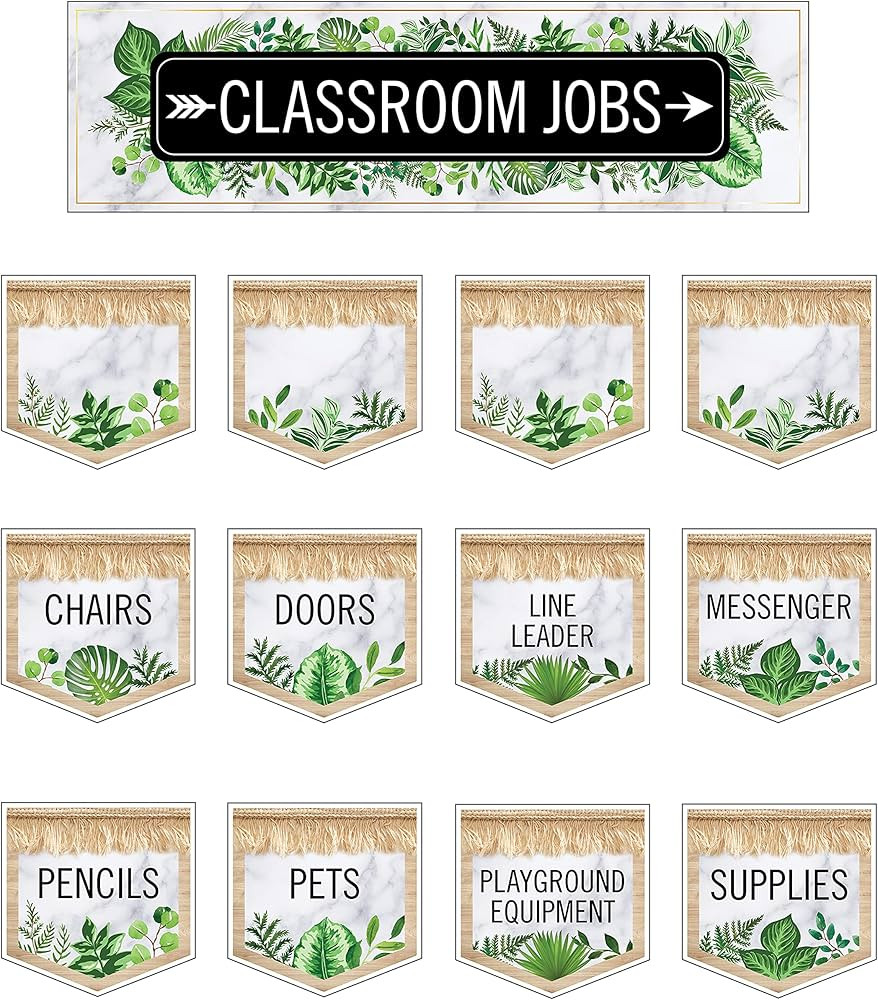 Schoolgirl Style Simply Boho 46-Piece Classroom Jobs Bulletin Board Set, Classroom Jobs Chart wit... | Amazon (US)