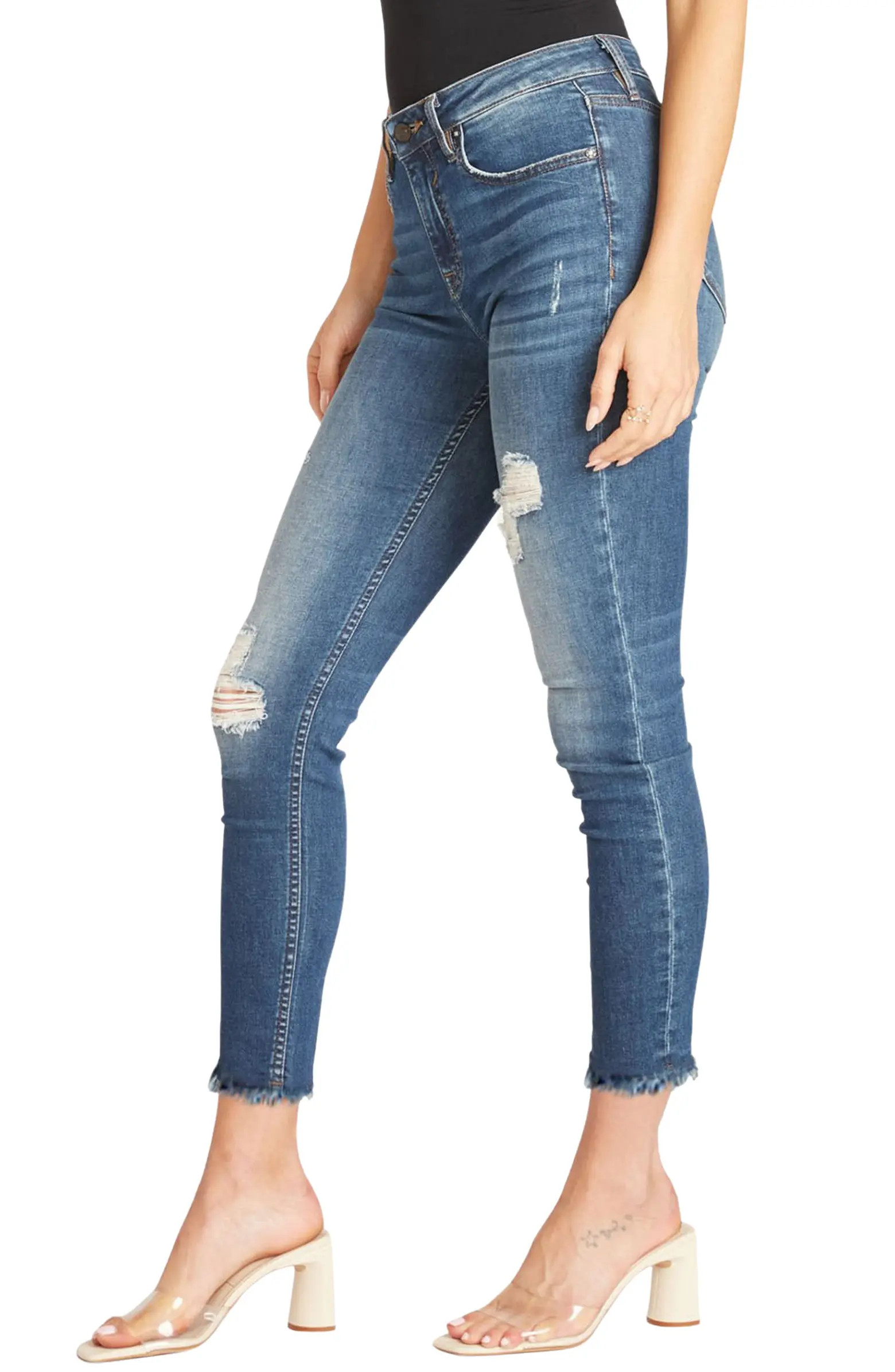Jagger Distressed Raw Hem Skinny Jeans | Nordstrom