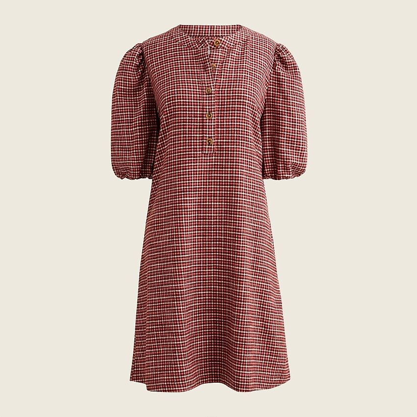 Popover dress in brushed flannel | J.Crew US