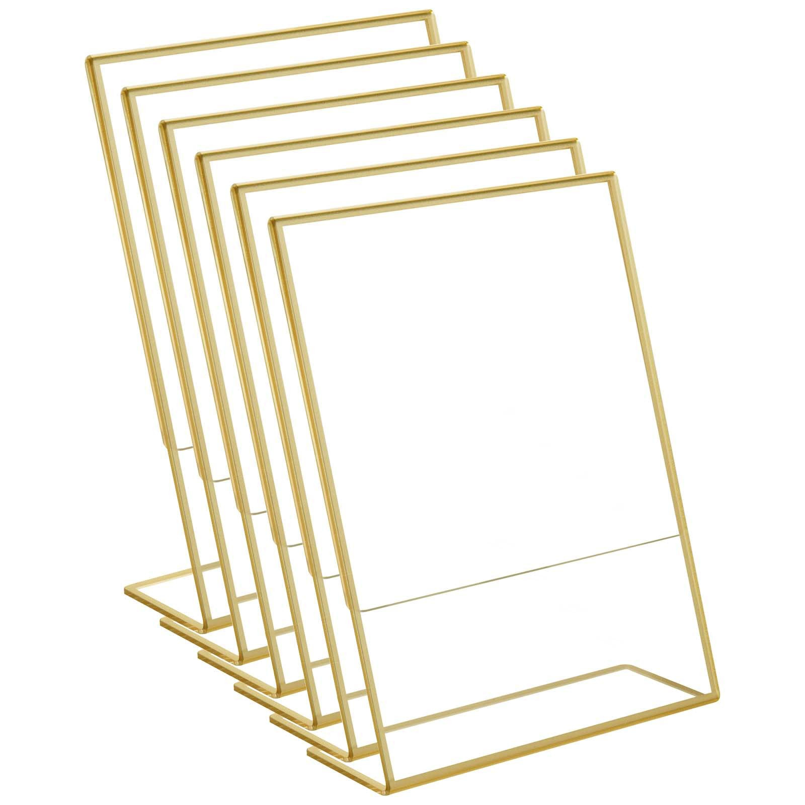 HIIMIEI Acrylic Gold Frames 6 Pack Sign Holders 4x6'' Slanted Back Table Menu Display Stand, Wedd... | Amazon (US)