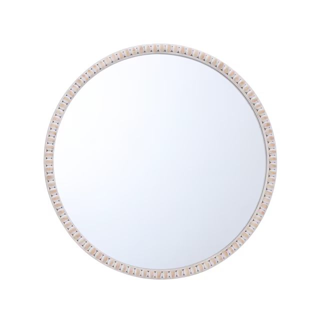 allen + roth 27.5-in W x 30-in H Round White Wash Framed Wall Mirror | Lowe's
