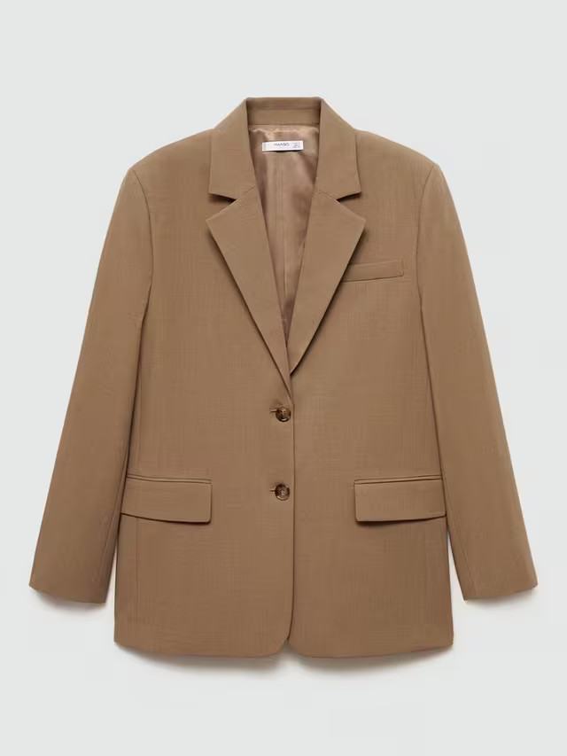 MangoCasiopea Single Breasted Blazer, Medium Brown | John Lewis (UK)