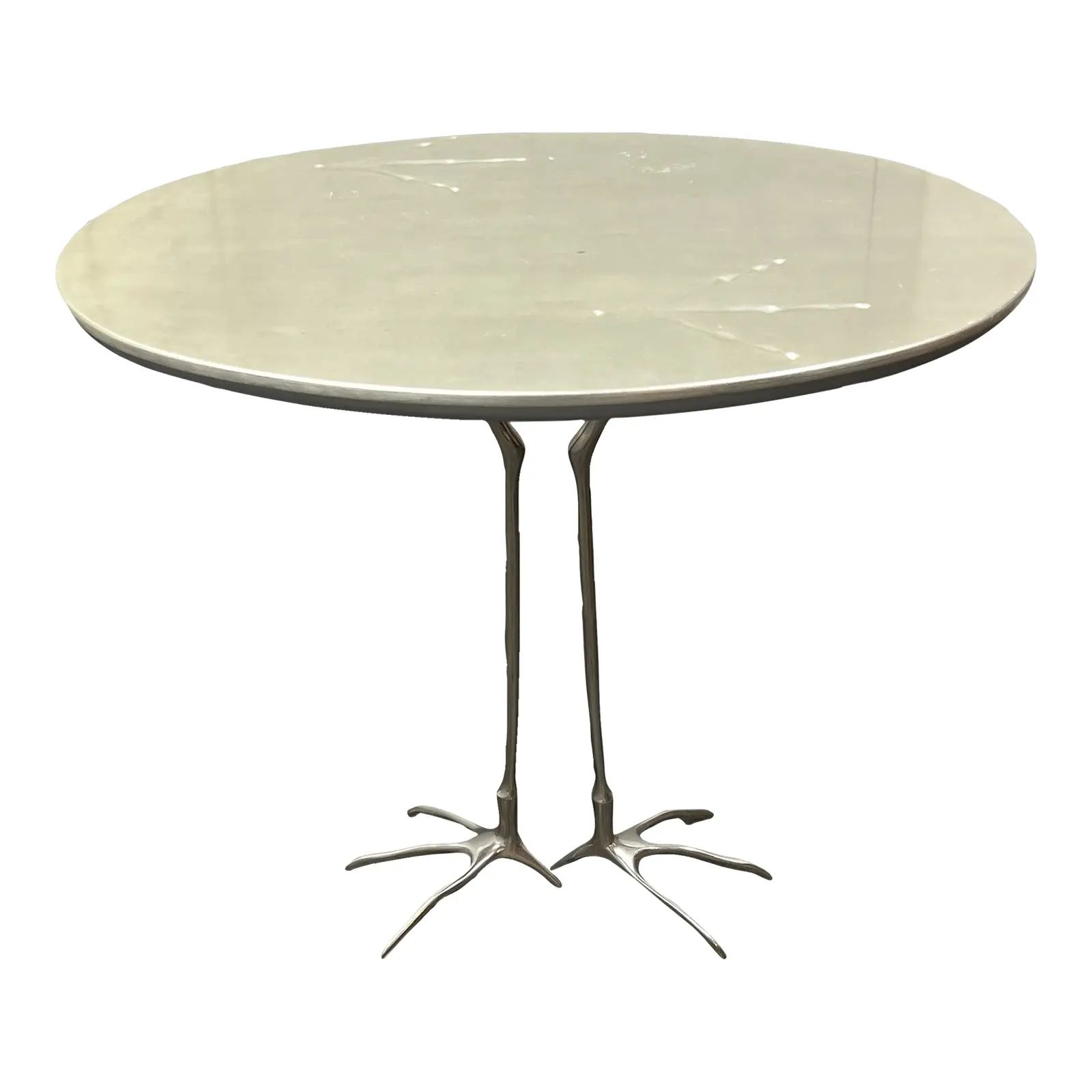 Cassina Meret Oppenheim Simon Ravina Traccia Silver Leaf Table | Chairish