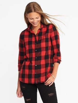 Old Navy Womens Classic Flannel Shirt For Women Red Buffalo Plaid Size L | Old Navy US