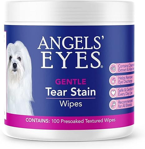 ANGELS' EYES Gentle Tear Stain Wipes for Dogs and Cats | 100 ct Presoaked & Textured Eye & Face W... | Amazon (US)